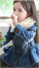 Load image into Gallery viewer, Girls' Jeans Jacket Children Gathered-Waist Childrenswear