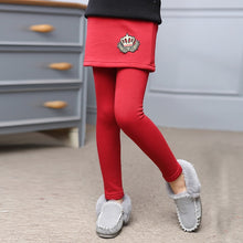 Load image into Gallery viewer, Baby Girls Winter Warm Pants Children Long Laggings With Skirt Velvet Thicken Girls Clothing Child Pattern Kids Solid Leggings
