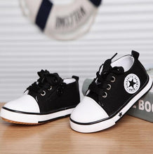 Load image into Gallery viewer, Summer Spring Canvas Children's Shoes Star Fashion Sneakers Kids Lace-up Casual Shoes For Girls Boys Black Withe Red