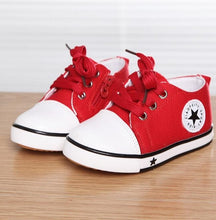 Load image into Gallery viewer, Summer Spring Canvas Children's Shoes Star Fashion Sneakers Kids Lace-up Casual Shoes For Girls Boys Black Withe Red