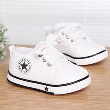 Load image into Gallery viewer, Summer Spring Canvas Children's Shoes Star Fashion Sneakers Kids Lace-up Casual Shoes For Girls Boys Black Withe Red