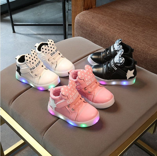 Girls Shoes Children's shining stars luminous LED sports cartoon Boots