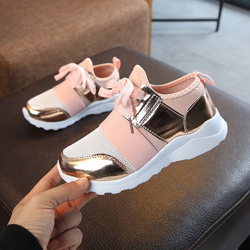 Kids Shoes Children Sneakers Girls Sport Shoes Fashion Sneakers Anti Slip Pink Cross-tied Kid Sneakers Casual Flat Shoes  D30