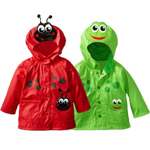 Load image into Gallery viewer, Raincoat Toddler hooded frog Ladybug flower Dinosaur pattern Waterproof Coat For Girls And Boys Children Kids Outwear