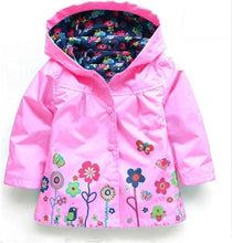 Load image into Gallery viewer, Raincoat Toddler hooded frog Ladybug flower Dinosaur pattern Waterproof Coat For Girls And Boys Children Kids Outwear