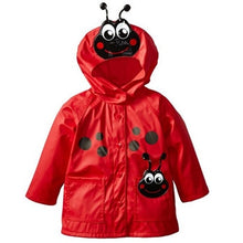 Load image into Gallery viewer, Raincoat Toddler hooded frog Ladybug flower Dinosaur pattern Waterproof Coat For Girls And Boys Children Kids Outwear