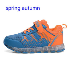 Load image into Gallery viewer, Fashion kids shoes lights Girls Led USB Recharge Glowing Shoes Children's Boys Hook Loop Shoes Led Luminous Sneakes Size 25-37