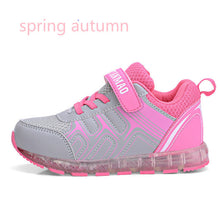 Load image into Gallery viewer, Fashion kids shoes lights Girls Led USB Recharge Glowing Shoes Children's Boys Hook Loop Shoes Led Luminous Sneakes Size 25-37