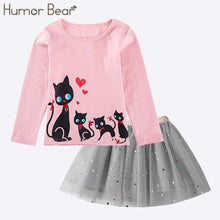 Load image into Gallery viewer, Humor Bear Autumn Kids Baby Girl Clothes Long Sleeve T-shirt+Grid Skirt +bowknot Casual 3PCS suits Student Girls' Clothing Sets