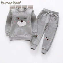 Load image into Gallery viewer, Humor Bear Autumn Kids Baby Girl Clothes Long Sleeve T-shirt+Grid Skirt +bowknot Casual 3PCS suits Student Girls' Clothing Sets