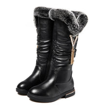 Load image into Gallery viewer, Cowhide Children's Boots 2018 Winter New Girls Boots Fashion Plush Warm Snow Boots Rabbit Comfortable Fur Kids Shoes KS357
