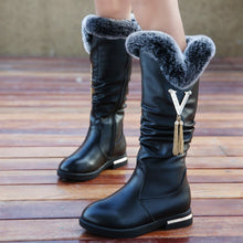 Load image into Gallery viewer, Cowhide Children's Boots 2018 Winter New Girls Boots Fashion Plush Warm Snow Boots Rabbit Comfortable Fur Kids Shoes KS357
