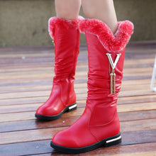 Load image into Gallery viewer, Cowhide Children's Boots 2018 Winter New Girls Boots Fashion Plush Warm Snow Boots Rabbit Comfortable Fur Kids Shoes KS357