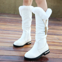 Load image into Gallery viewer, Cowhide Children's Boots 2018 Winter New Girls Boots Fashion Plush Warm Snow Boots Rabbit Comfortable Fur Kids Shoes KS357