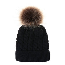 Load image into Gallery viewer, Winter Hats For Kid Knit Beanie Baby Hat Children Fur Pom Pom Hats For Girls Boys Warm Cap