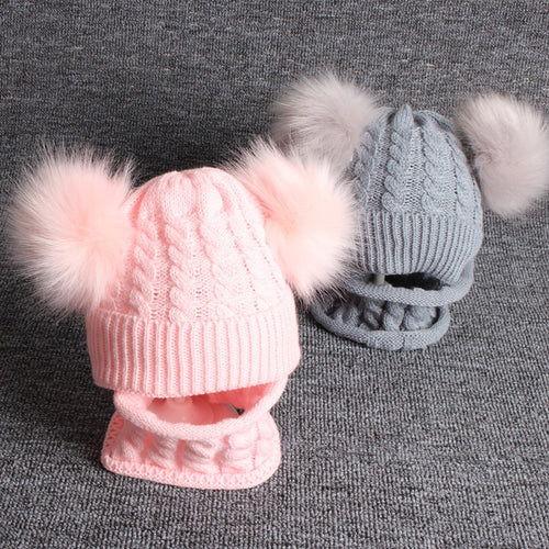 Baby Hat Pompon Winter Scarf Children Hat Knitted Cute Cap For Girls Boys Casual Solid Color Girls Hat Baby Cap