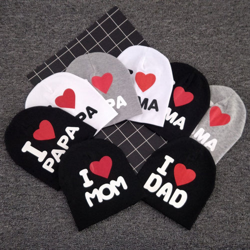 I LOVE PAPA / MAMA Cap Cute Letter Print Warm Hat For Newborn Kids