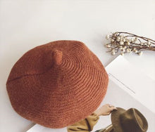 Load image into Gallery viewer, kids children Cool Wind Children Knitted Berets Winter and Autumn Curling Pumpkin Hat Painter's Cap Baby's Wool Cap