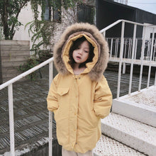 Load image into Gallery viewer, MYUDI - Boys Girls' Winter Warm Thick Long Design Down Parkas Jacket Children Hooded Fur Hat Clothing Coat for Kids 2-6Y