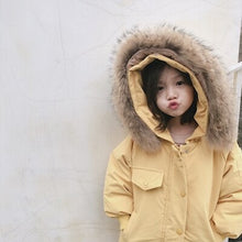 Load image into Gallery viewer, MYUDI - Boys Girls' Winter Warm Thick Long Design Down Parkas Jacket Children Hooded Fur Hat Clothing Coat for Kids 2-6Y