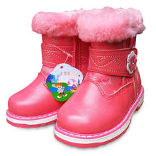 Load image into Gallery viewer, white 1pair PU Leather Children's boot, -20 degree Girl Soft Snow Boot Winter warm Baby Boots, Brand KIDS Shoes