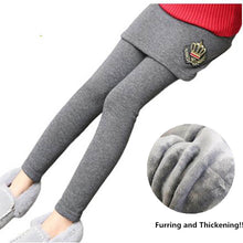 Load image into Gallery viewer, Baby Girls Winter Warm Pants Children Long Laggings With Skirt Velvet Thicken Girls Clothing Child Pattern Kids Solid Leggings