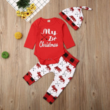 Load image into Gallery viewer, Lovely Baby Boy My First Christmas Letter Romper Pant Hat Outfits Clothing