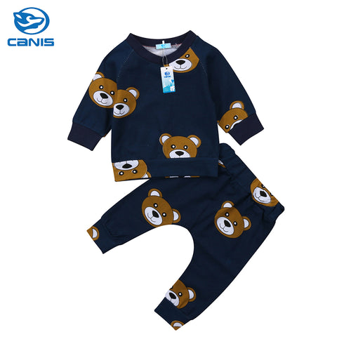 Newborn Baby Boy Cartoon Bear clothes, set sweatshirt Pants Outfit