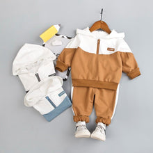 Load image into Gallery viewer, Boys' clothing Hooded Tracksuit for Baby Boy Clothes Set Patchwork Sport Suit Kid Zipper Jacket + Sweatpants Children Clothing