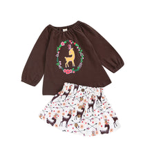 Load image into Gallery viewer, Christmas Kids Baby Girl Outfits Clothes Winter Long Sleeve T-shirt Top+Long Pants Skirt Kids Boutique Clothing Children Clothes