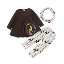 Load image into Gallery viewer, Christmas Kids Baby Girl Outfits Clothes Winter Long Sleeve T-shirt Top+Long Pants Skirt Kids Boutique Clothing Children Clothes
