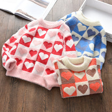 Load image into Gallery viewer, Toddler Girls' Sweater Winter Wear Knitted Imitation Mink Jacket Sweaters Children Velvet Pullover Tops Heart Teen Clothing 9 10