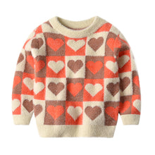 Load image into Gallery viewer, Toddler Girls' Sweater Winter Wear Knitted Imitation Mink Jacket Sweaters Children Velvet Pullover Tops Heart Teen Clothing 9 10