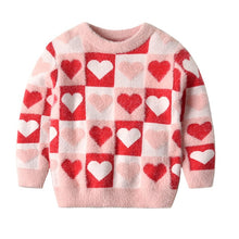 Load image into Gallery viewer, Toddler Girls' Sweater Winter Wear Knitted Imitation Mink Jacket Sweaters Children Velvet Pullover Tops Heart Teen Clothing 9 10