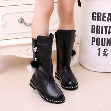 Load image into Gallery viewer, Girls boots children's high boots autumn and winter student kids plus velvet cotton shoes fashion tassels leather martin boots