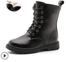 Load image into Gallery viewer, Boys Girls Boots Fashion Children's Winter Boots Shoes Waterproof Martin Boot Ankle For Kids Female Snow Fur Black Cotton