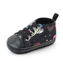 Load image into Gallery viewer, Unicorn graffiti newborn baby girl boys shoes soft shoes dinosaur printing infant toddler hard bottom crib shoes first walking s