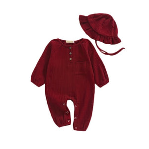 Infant Baby Boy Girl Jumpsuit Romper With Hat  Sleepsuit 0-24M