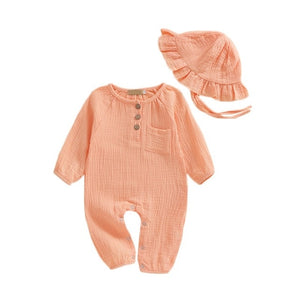 Infant Baby Boy Girl Jumpsuit Romper With Hat  Sleepsuit 0-24M