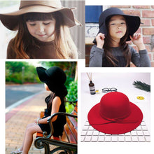 Load image into Gallery viewer, Wide Brim Cap Soft Wool Felt Floppy Children Girls Sun Hat Beach