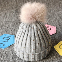 Load image into Gallery viewer, Baby Hat Pompon Winter Scarf Children Hat Knitted Cute Cap For Girls Boys Casual Solid Color Girls Hat Baby Cap
