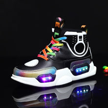 Load image into Gallery viewer, winter warm shoes fashion Led Light Waterproof children's shoes girls boys boots perfect for kids Genuine Leather USB Charging