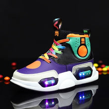 Load image into Gallery viewer, winter warm shoes fashion Led Light Waterproof children's shoes girls boys boots perfect for kids Genuine Leather USB Charging