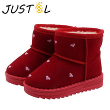 Load image into Gallery viewer, JUSTSL Winter New Children's Snow Boots Girls Love Pattern Cotton Shoes Students Kids Thick Velvet Boots