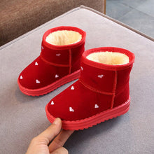 Load image into Gallery viewer, JUSTSL Winter New Children's Snow Boots Girls Love Pattern Cotton Shoes Students Kids Thick Velvet Boots