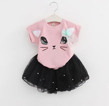 Load image into Gallery viewer, MERI AMMI For Children Girls' Clothing Outfit Set Tee +Big Bow TuTu Skirts For 2-13 Year Girl ,J540
