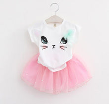Load image into Gallery viewer, MERI AMMI For Children Girls' Clothing Outfit Set Tee +Big Bow TuTu Skirts For 2-13 Year Girl ,J540