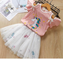 Load image into Gallery viewer, MERI AMMI For Children Girls' Clothing Outfit Set Tee +Big Bow TuTu Skirts For 2-13 Year Girl ,J540