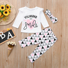 Load image into Gallery viewer, Newborn Baby Girl Clothes Sets Summer New Girls' Clothing Sets Letter Print O-Neck Long Sleeve Tops Geometric Pants Outfits Set