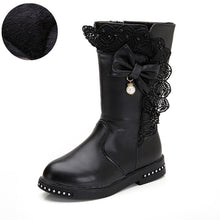Load image into Gallery viewer, Outdoor warm girls boots autumn and winter new high boots children's single shoes plus velvet little girl long boots kids shoes